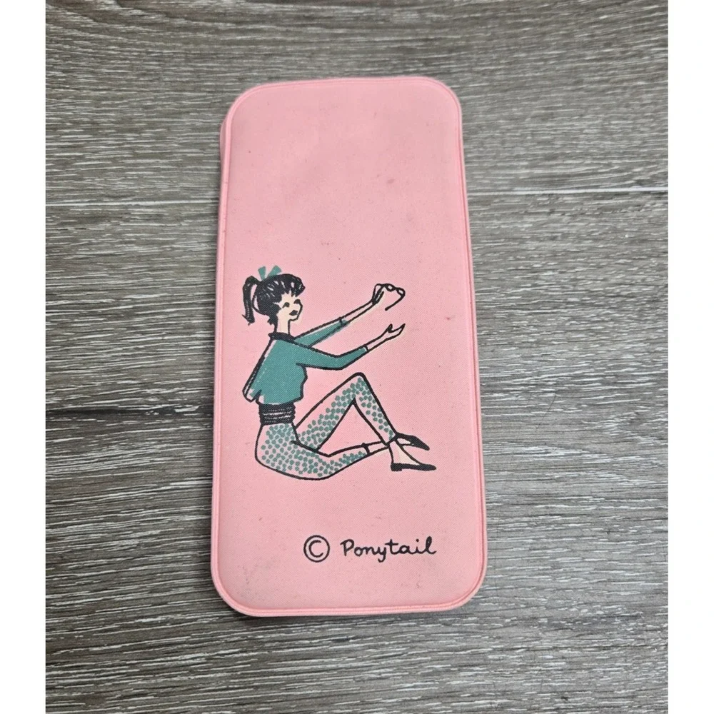 Vintage Pink 1950s Ponytail Eyeglass Case Vinyl Sunglasses Protective Pouch